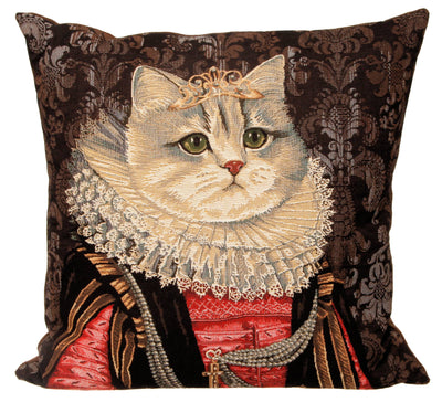 yapatkwa - art of the loom - Petstore Decorative Throw Pillow | Cat Gift | Royal Decor