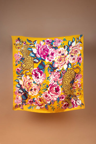 Small Satin Square Leopard Floral